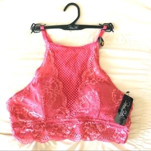 NWT Rene Rofe Lace Bralette Pink Bra Women’s Size Medium